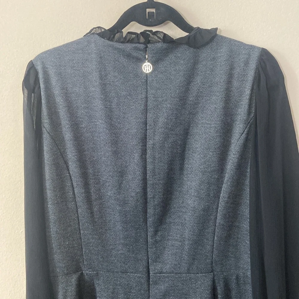 New Dark Grey Tommy Hilfiger wide leg Pant Jumpsuit Women's 16 Plus Sheer Casual